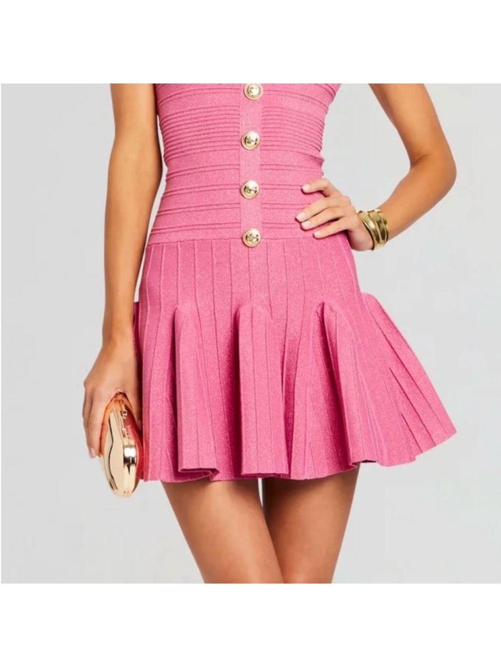 NWT- Retrofete Brooke Dress- Metallic Candy Pink - Picture 2 of 9